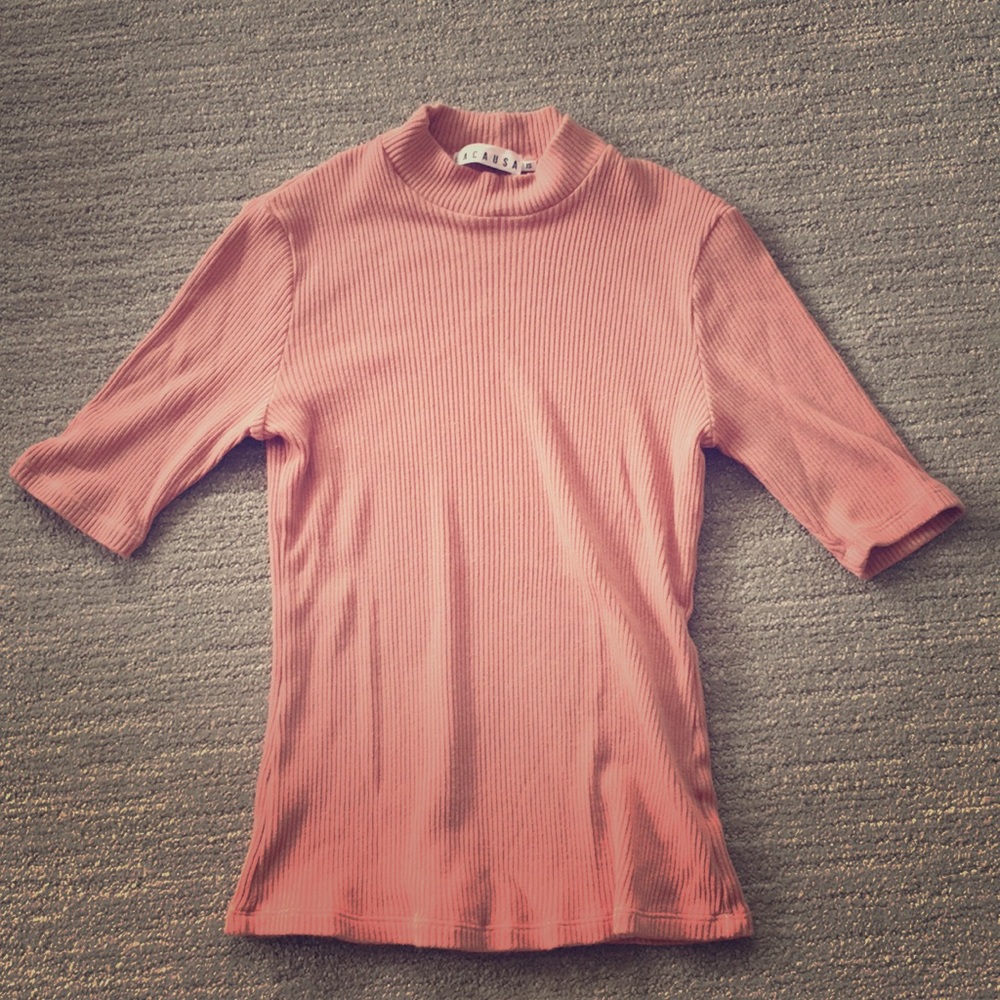 Pink ribbed shirt